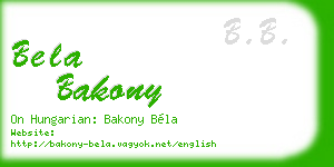 bela bakony business card